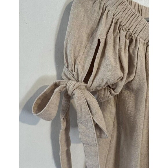 Lulus Al Fresco Evenings Beige Off-the-Shoulder mini Dress size Small - Picture 2 of 7